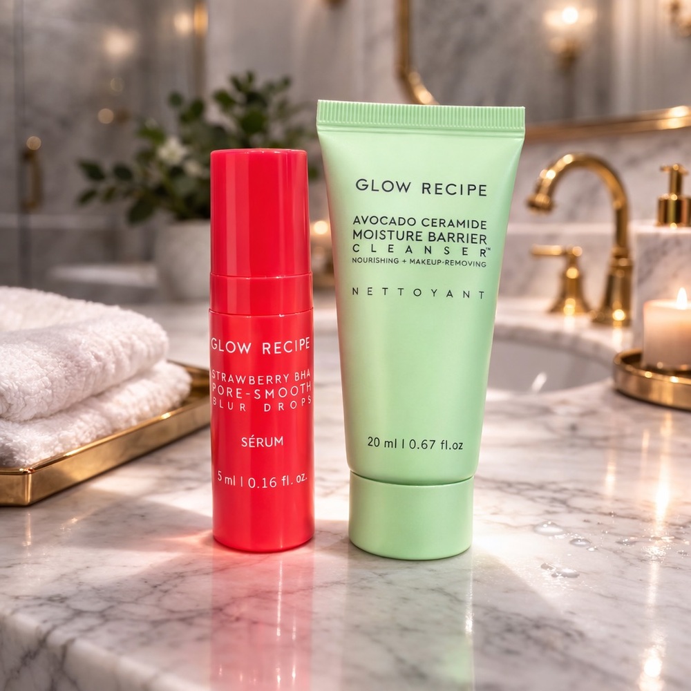✨ Glow Recipe Mini Duo – Strawberry Serum + Avocado Cleanser Set ✨